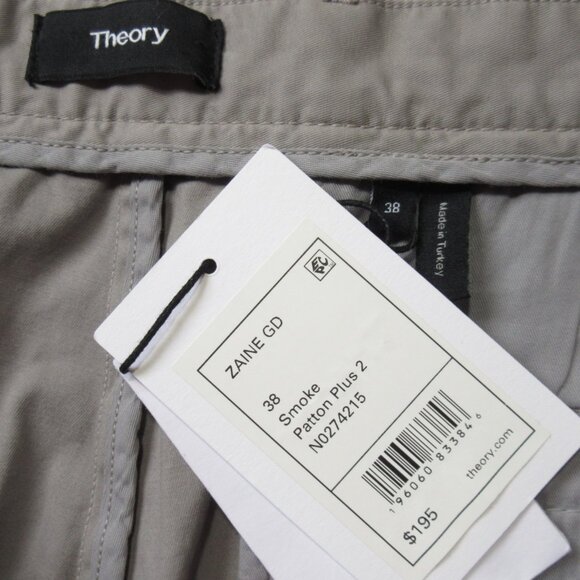NWT Theory Zaine in Smoke Gray Patton Stretch Cotton Khaki Pants 38 - Picture 3 of 5